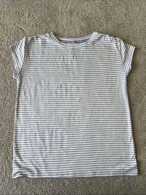 NWOT - Girls' Striped Short Sleeve Tee - White & Light Blue